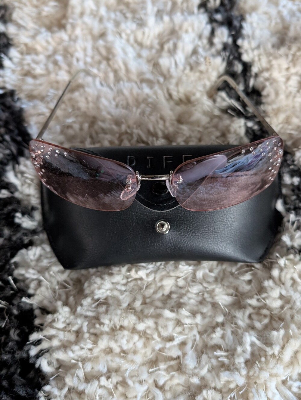 Pink Rimless Y2K Sunglasses